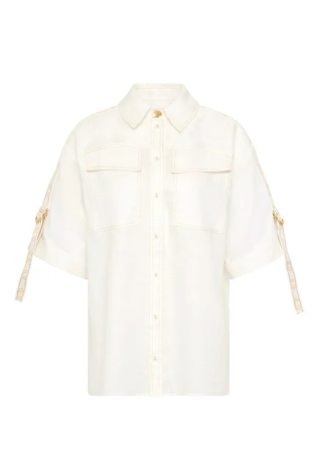 Aje Tops Imogen Logo Shirt Ivory 8211 Women Aje Tops Imogen Logo Shirt Ivory 8211 Women