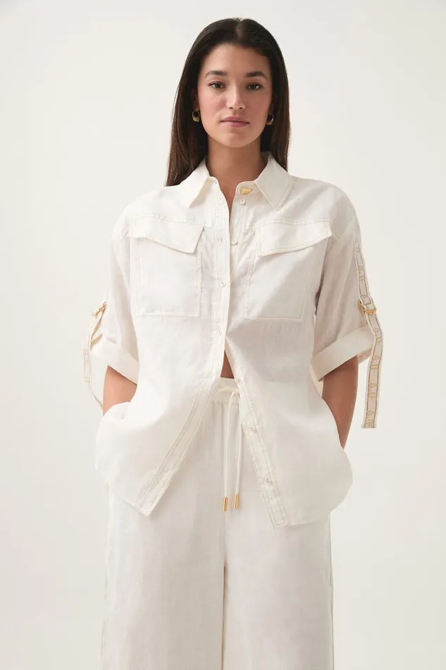 Aje Tops Imogen Logo Shirt Ivory 8211 Women Aje Tops Imogen Logo Shirt Ivory 8211 Women