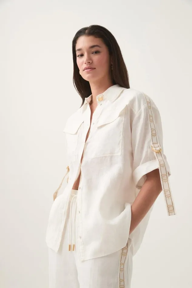 Aje Tops Imogen Logo Shirt Ivory 8211 Women Aje Tops Imogen Logo Shirt Ivory 8211 Women