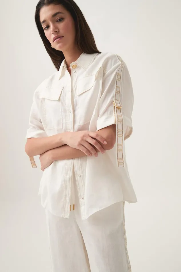 Aje Tops Imogen Logo Shirt Ivory 8211 Women Aje Tops Imogen Logo Shirt Ivory 8211 Women