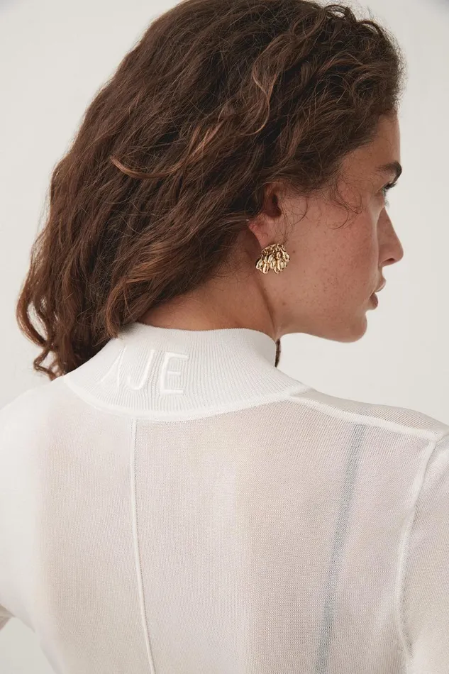 Aje Tops Rae Long Sleeve Skivvy Ivory 8211 Women