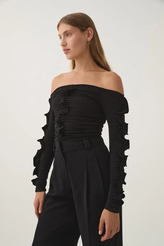 Aje Tops Regenerate Gathered Jersey Top Black 8211 Women Aje Tops Regenerate Gathered Jersey Top Black 8211 Women