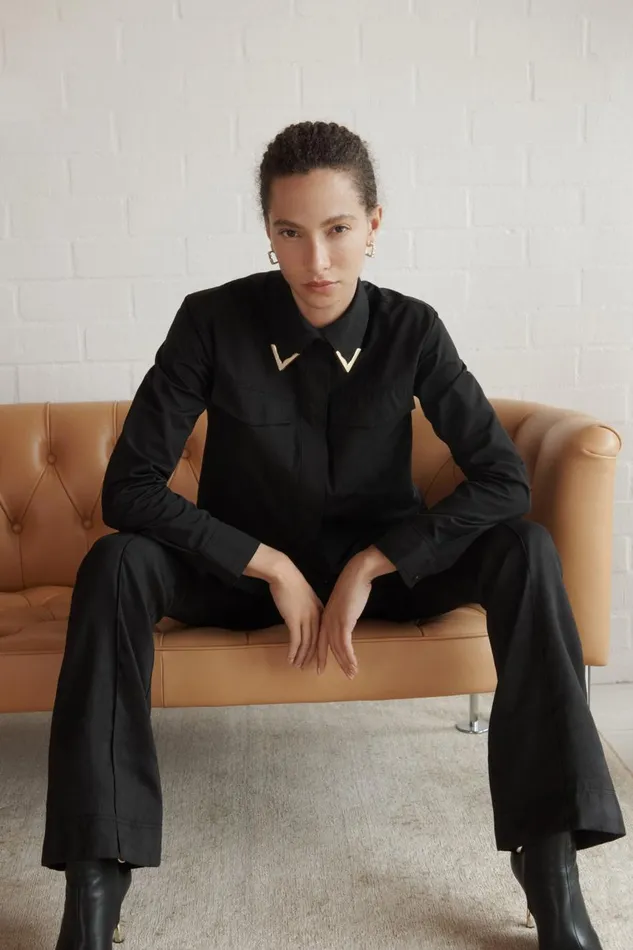 Aje Tops Ryka Hardware Shirt Black 8211 Women Aje Tops Ryka Hardware Shirt Black 8211 Women
