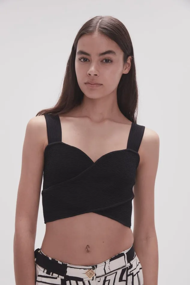 Aje Tops Sybil Twist Knit Bustier Black 8211 Women Aje Tops Sybil Twist Knit Bustier Black 8211 Women