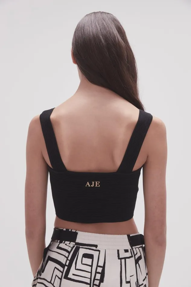 Aje Tops Sybil Twist Knit Bustier Black 8211 Women Aje Tops Sybil Twist Knit Bustier Black 8211 Women