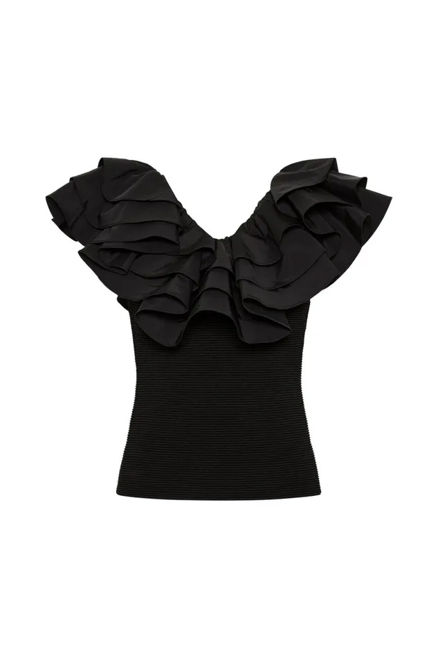 Aje Tops Transcendent Ruffle Top Black 8211 Women Aje Tops Transcendent Ruffle Top Black 8211 Women