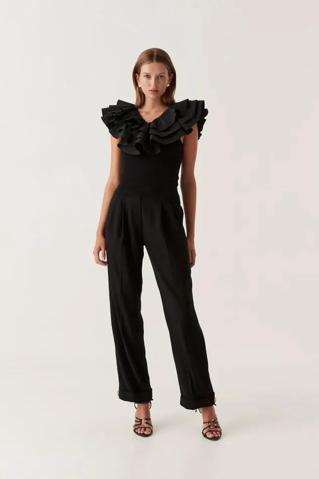 Aje Tops Transcendent Ruffle Top Black 8211 Women Aje Tops Transcendent Ruffle Top Black 8211 Women