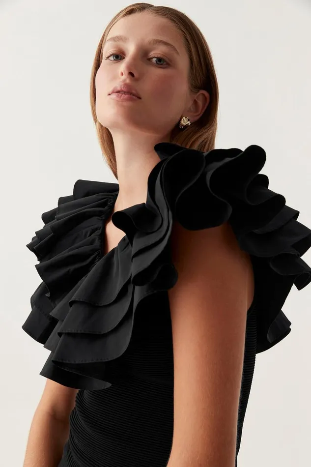 Aje Tops Transcendent Ruffle Top Black 8211 Women Aje Tops Transcendent Ruffle Top Black 8211 Women