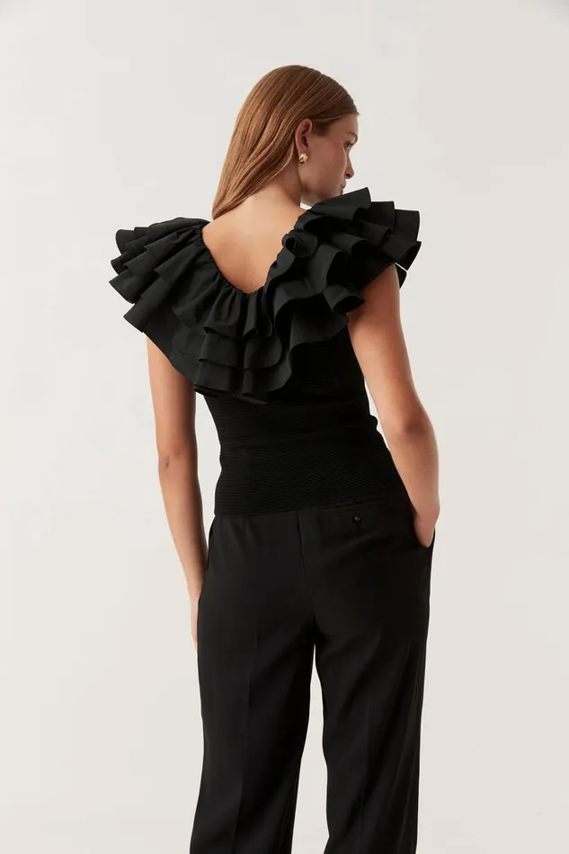 Aje Tops Transcendent Ruffle Top Black 8211 Women Aje Tops Transcendent Ruffle Top Black 8211 Women