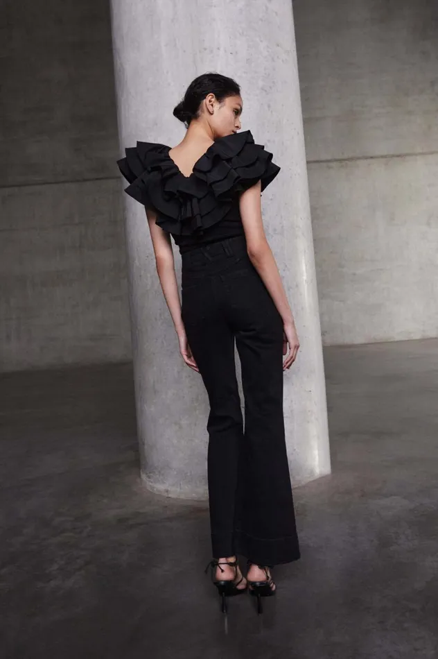 Aje Tops Transcendent Ruffle Top Black 8211 Women Aje Tops Transcendent Ruffle Top Black 8211 Women