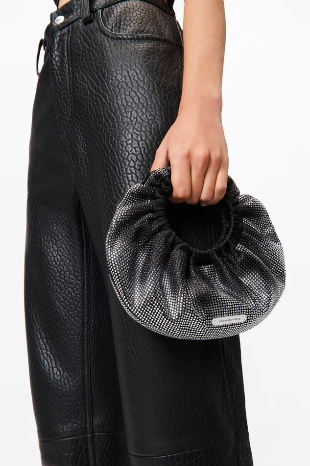 Alexander Wang Bags Women Crescent Mini Bag In Distressed Crystal Hotfix