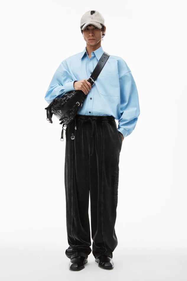Alexander Wang Bottoms Men Logo Track Pant In Velour