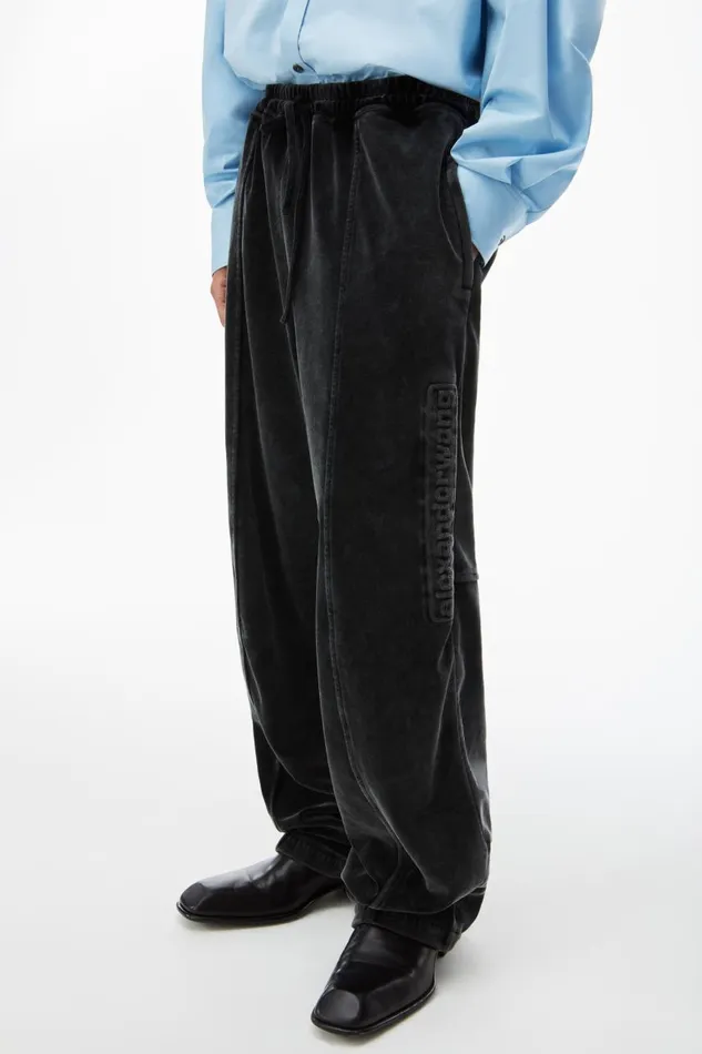 Alexander Wang Bottoms Men Logo Track Pant In Velour