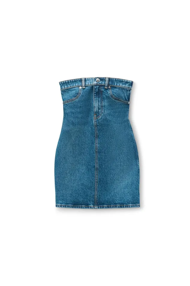Alexander Wang Denim Women Tube Dress In Comfort Stretch Denim