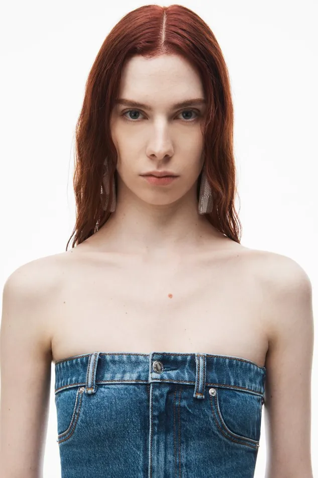Alexander Wang Denim Women Tube Dress In Comfort Stretch Denim