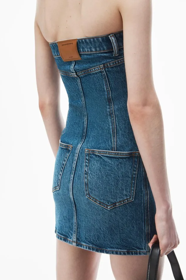 Alexander Wang Denim Women Tube Dress In Comfort Stretch Denim