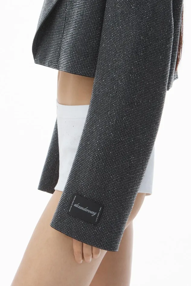 Alexander Wang Jackets Women Cropped Blazer In Wool Twill With Clear Bead Hotfix