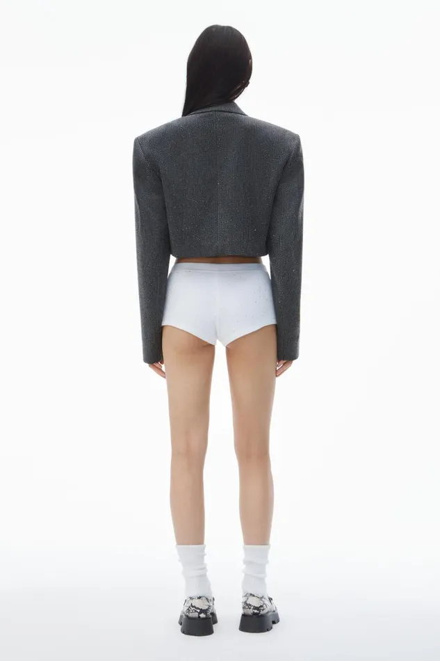 Alexander Wang Jackets Women Cropped Blazer In Wool Twill With Clear Bead Hotfix