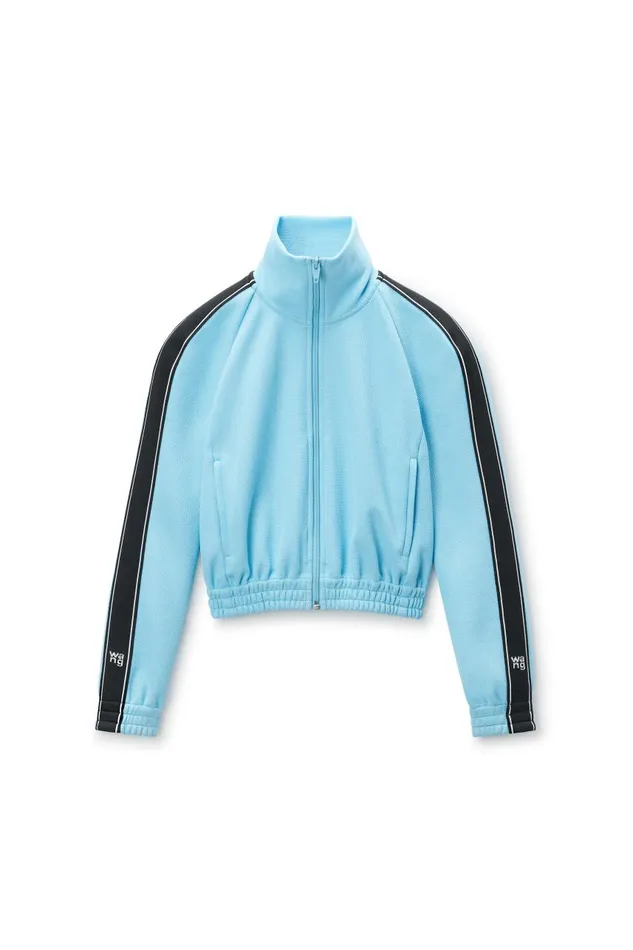 Alexander Wang Jackets Women Cropped Track Jacket With Logo Tape In Pique