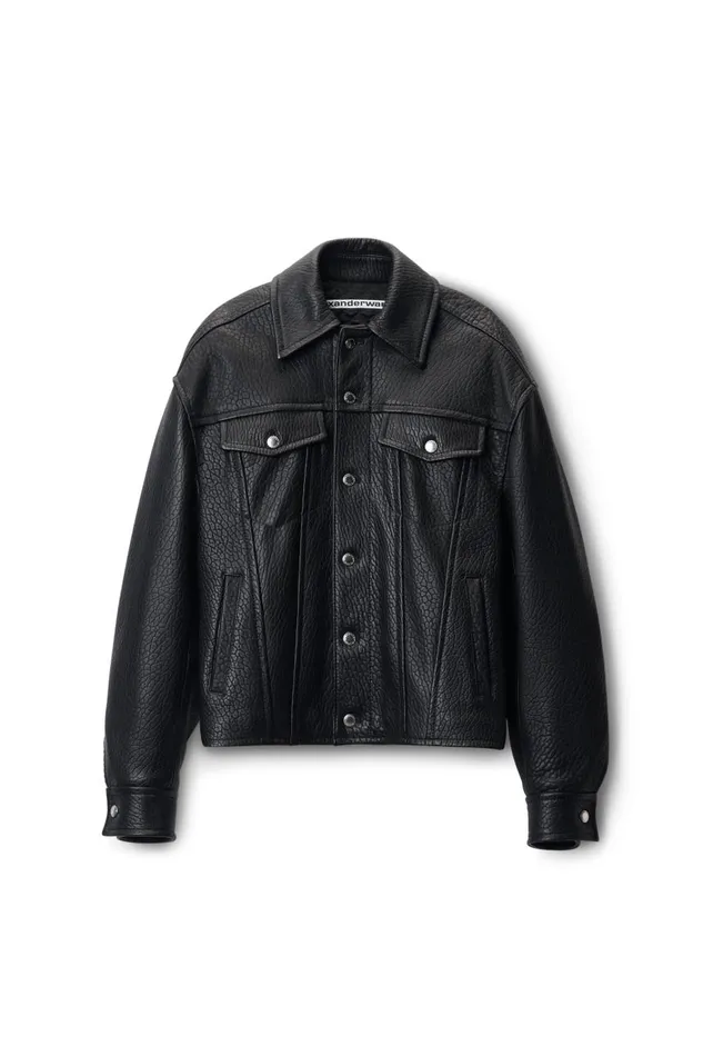 Alexander Wang Jackets Women Lambskin Leather Trucker Jacket