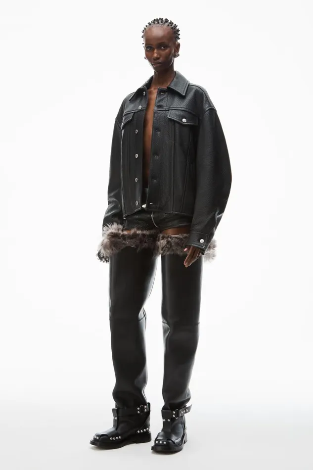 Alexander Wang Jackets Women Lambskin Leather Trucker Jacket