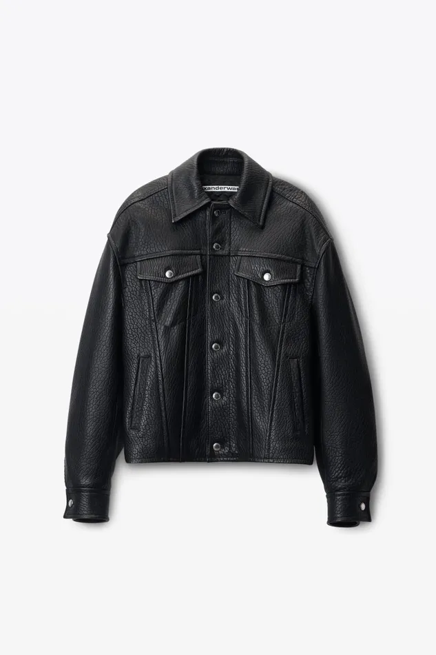 Alexander Wang Jackets Women Lambskin Leather Trucker Jacket