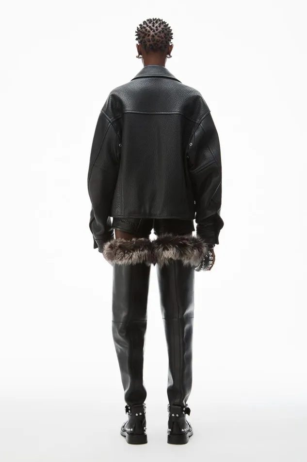 Alexander Wang Jackets Women Lambskin Leather Trucker Jacket