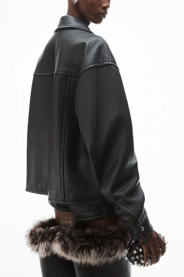 Alexander Wang Jackets Women Lambskin Leather Trucker Jacket