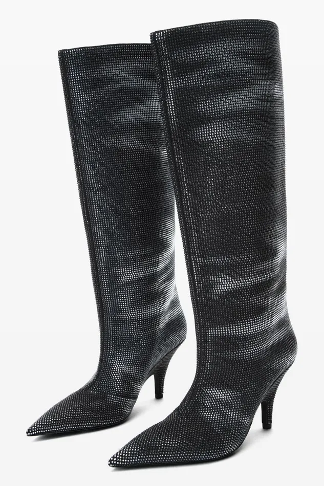 Alexander Wang Shoes Women Diablo 90mm Tall Boot In Crystal Hotfix