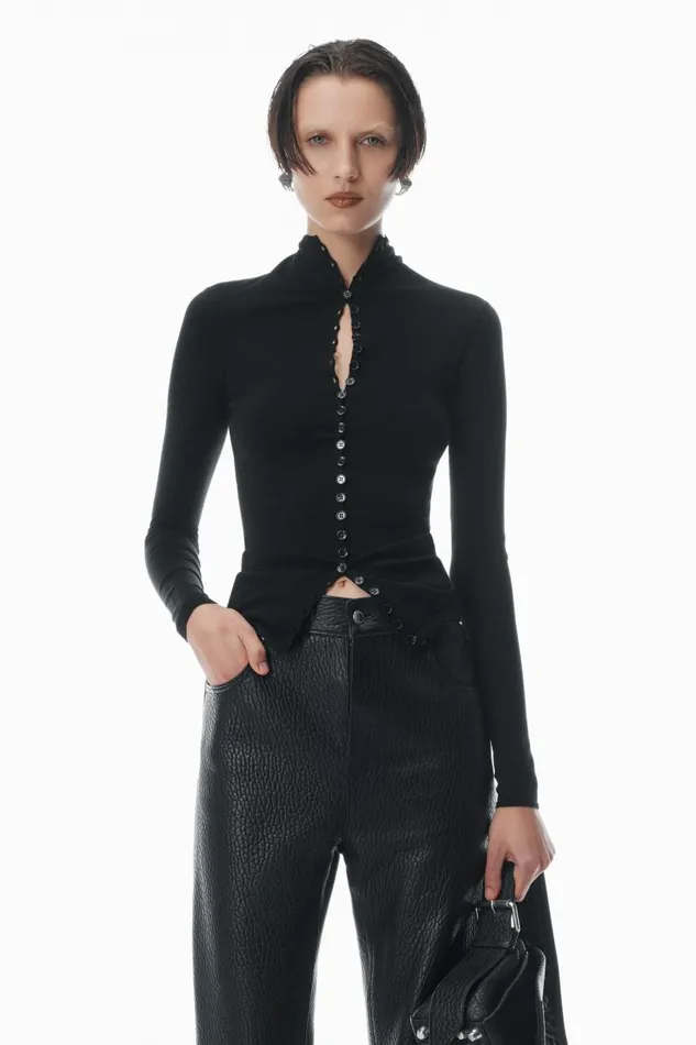 Alexander Wang Sweaters Women LongSleeve HighNeck Cardigan