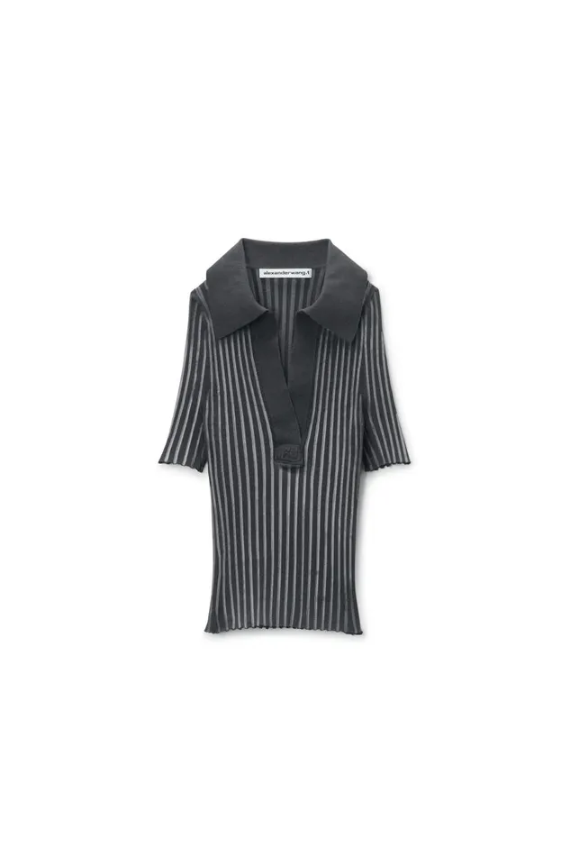 Alexander Wang Sweaters Women Polo Pullover In RibKnit