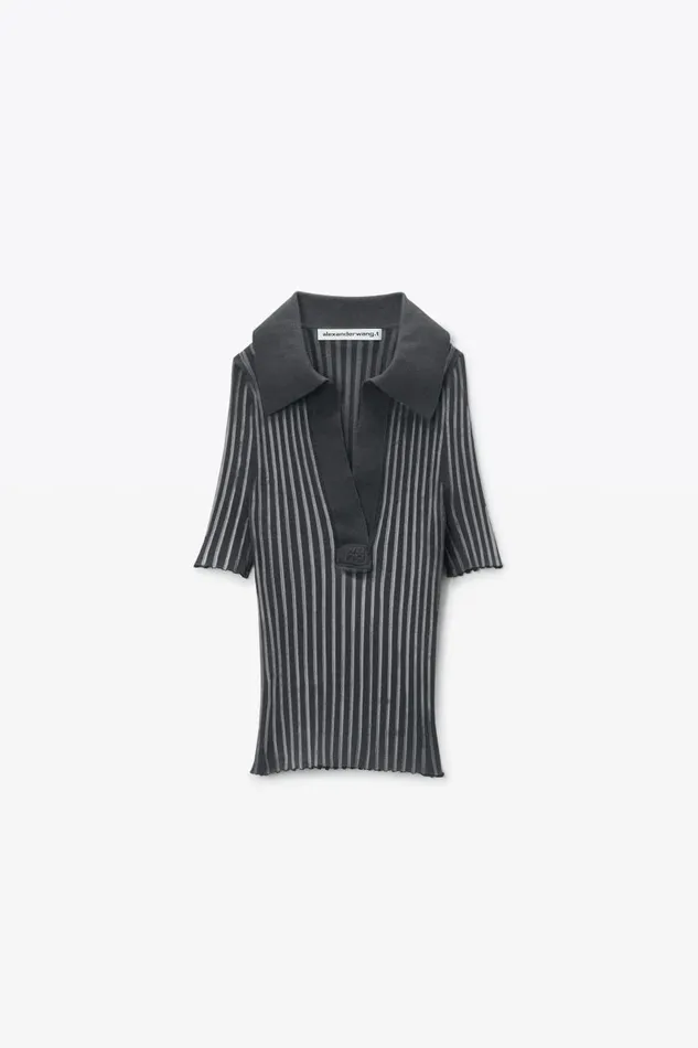 Alexander Wang Sweaters Women Polo Pullover In RibKnit