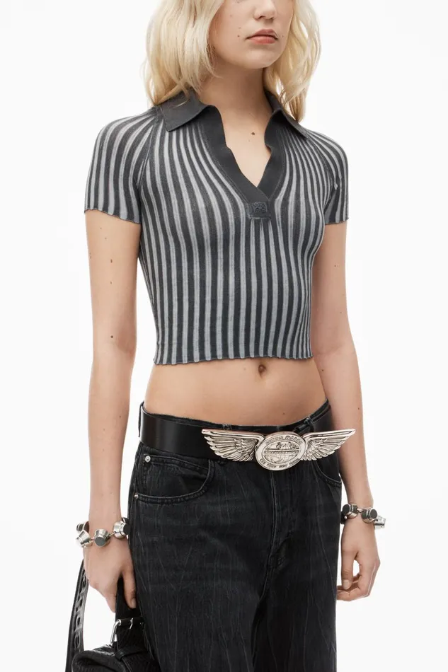 Alexander Wang Sweaters Women Polo Pullover In RibKnit