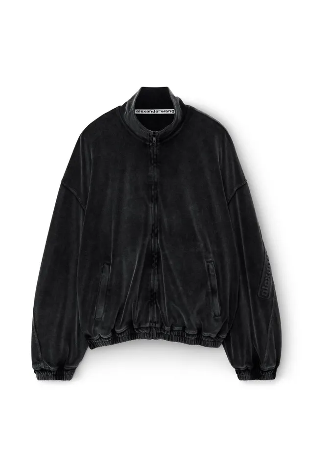 Alexander Wang Sweatshirts Men Logo Track Jacket In Velour