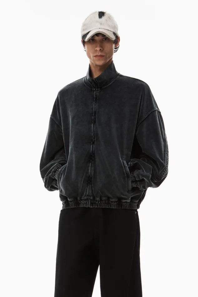 Alexander Wang Sweatshirts Men Logo Track Jacket In Velour