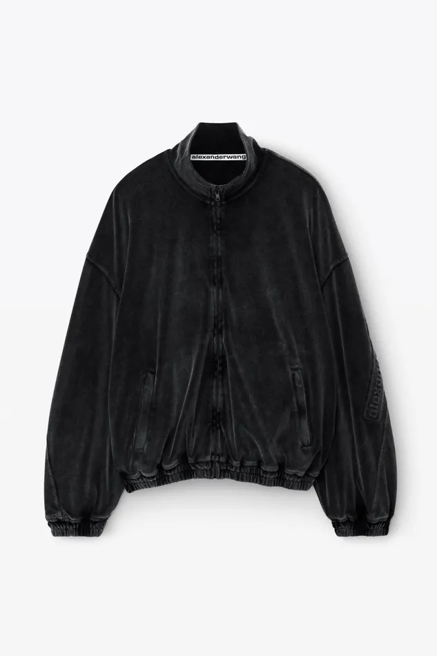 Alexander Wang Sweatshirts Men Logo Track Jacket In Velour