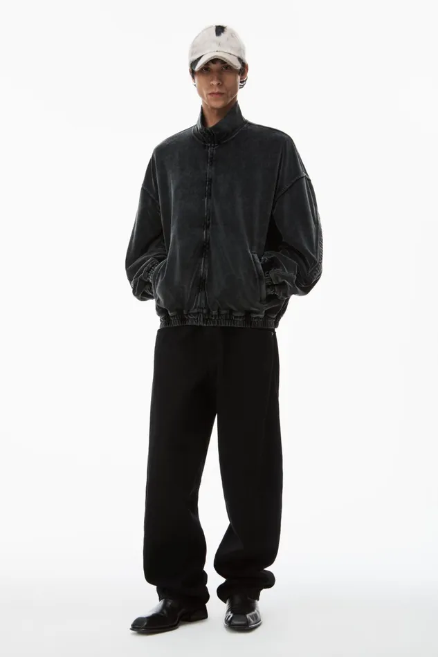 Alexander Wang Sweatshirts Men Logo Track Jacket In Velour