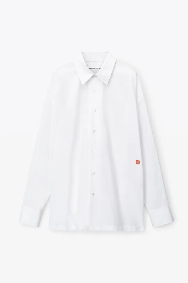 Alexander Wang Tops and Shirts Women Button Up Boyfriend Shirt In Compact Cotton With Apple Logo Patch