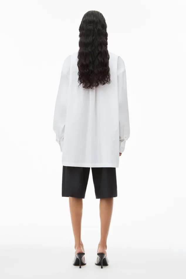 Alexander Wang Tops and Shirts Women Button Up Boyfriend Shirt In Compact Cotton With Apple Logo Patch