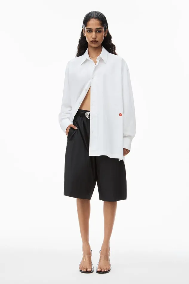 Alexander Wang Tops and Shirts Women Button Up Boyfriend Shirt In Compact Cotton With Apple Logo Patch