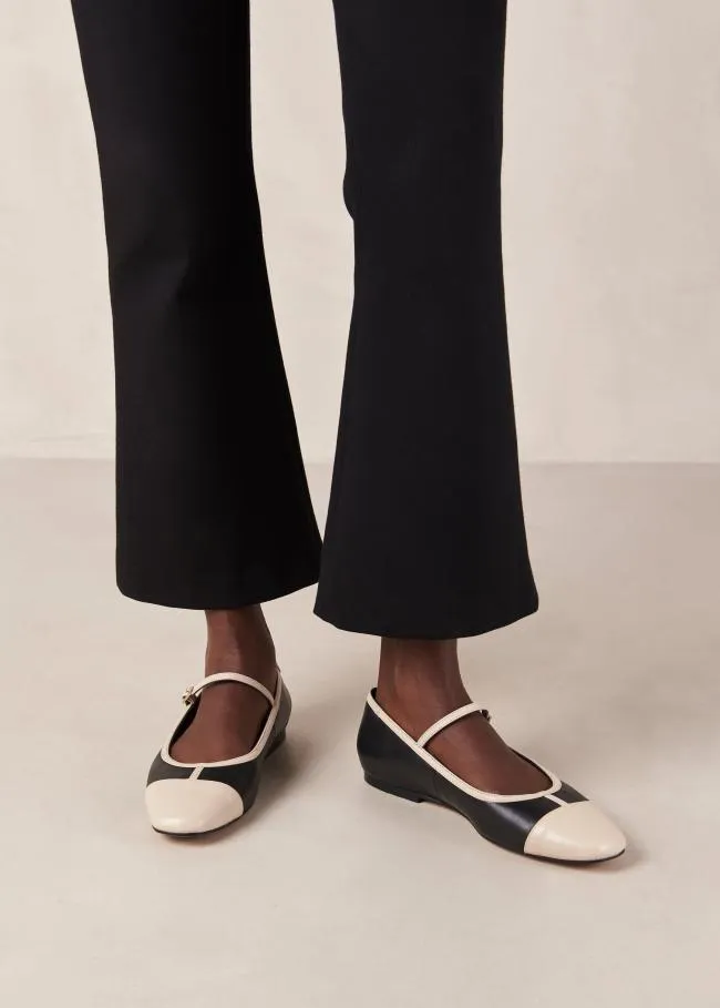 ALOHAS Ballet Flats Agate 8211 Black And Cream Leather Mary Jane Shoes 8211 Women