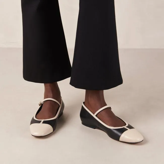 ALOHAS Ballet Flats Agate 8211 Black And Cream Leather Mary Jane Shoes 8211 Women