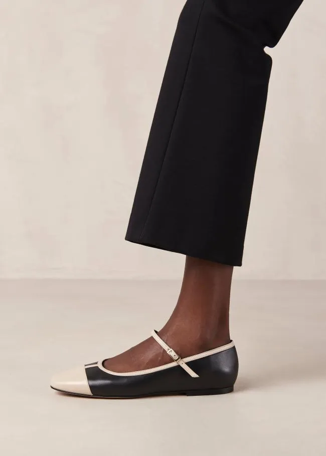 ALOHAS Ballet Flats Agate 8211 Black And Cream Leather Mary Jane Shoes 8211 Women