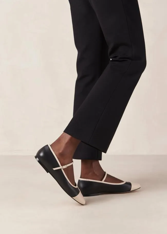 ALOHAS Ballet Flats Agate 8211 Black And Cream Leather Mary Jane Shoes 8211 Women