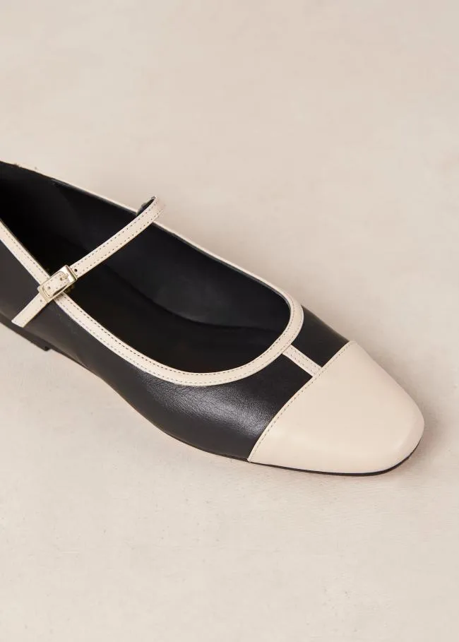 ALOHAS Ballet Flats Agate 8211 Black And Cream Leather Mary Jane Shoes 8211 Women