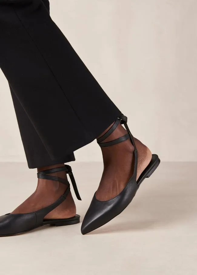 ALOHAS Ballet Flats Ribbon 8211 Black Leather Ballet Flats 8211 Women