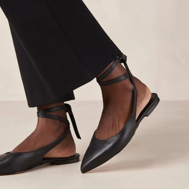 ALOHAS Ballet Flats Ribbon 8211 Black Leather Ballet Flats 8211 Women