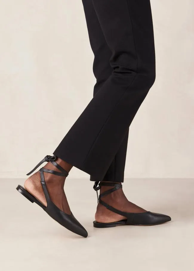 ALOHAS Ballet Flats Ribbon 8211 Black Leather Ballet Flats 8211 Women