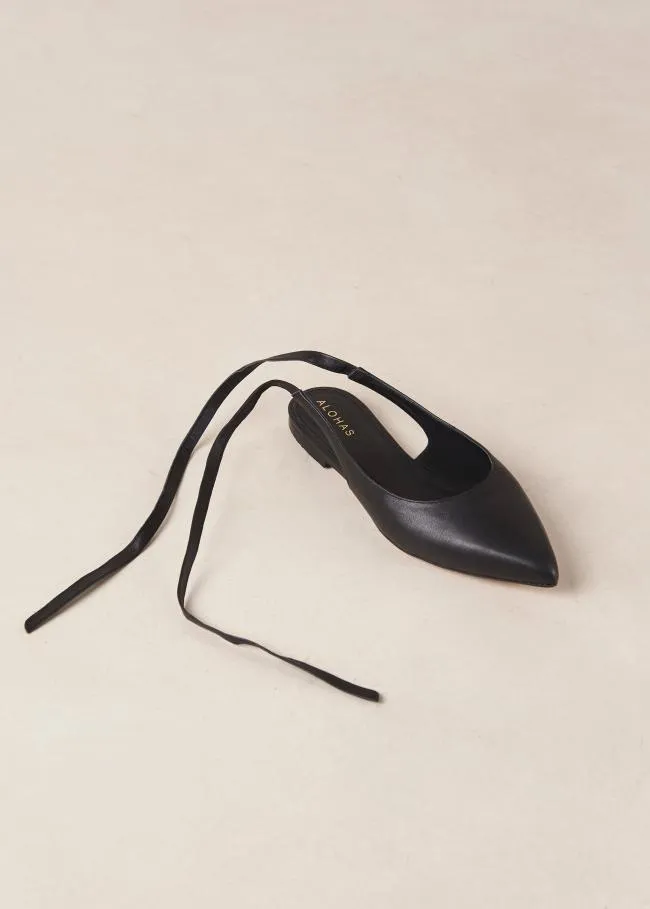 ALOHAS Ballet Flats Ribbon 8211 Black Leather Ballet Flats 8211 Women