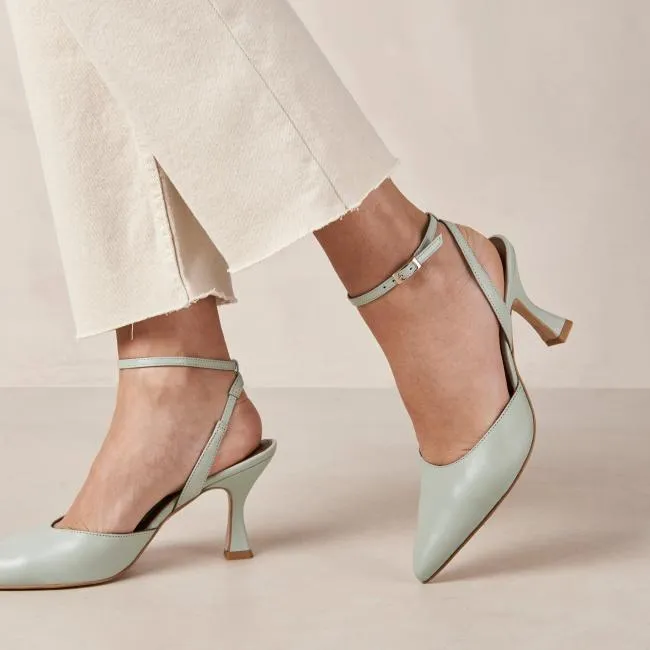 ALOHAS Heels Cinderella 8211 Green Leather Pumps 8211 Women